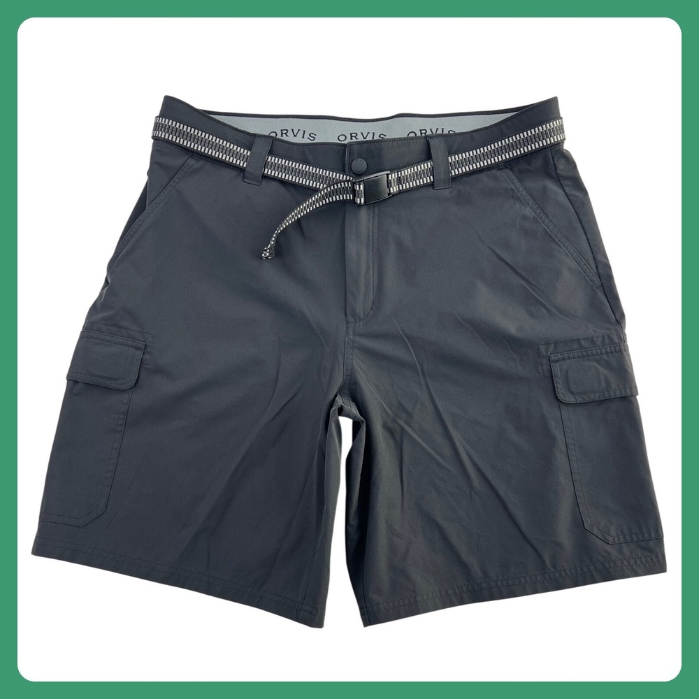 Orvis‎ Cargo Shorts With Belt Men's 36 Gray 9" Inseam Stretch Outdoor